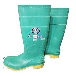 Bata Size 6 Green PVC Knee High Steel Toe Hazmax Work Boots Removable Insole